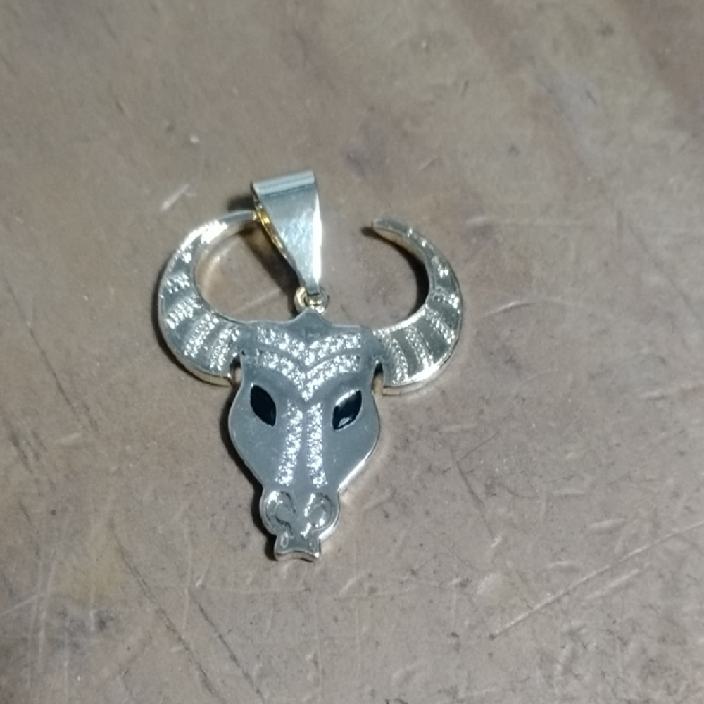 Gold Plated Bull Head Pendant